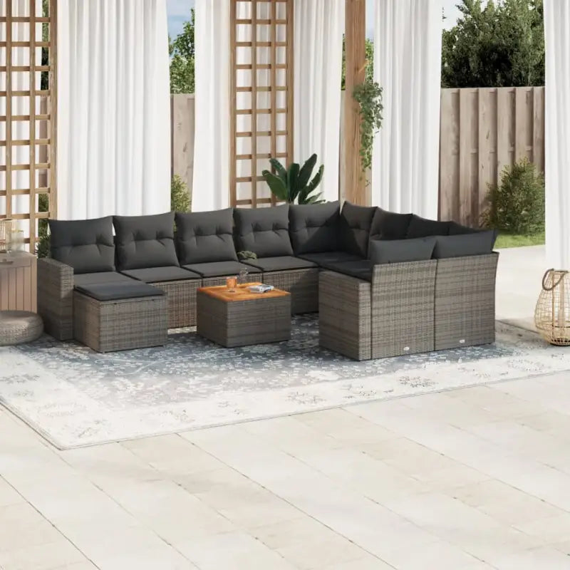 Modulaire tuinbanken met beige materiaal en gepoedercoat staal - Grijs / 1 - Modulaire tuinbanken