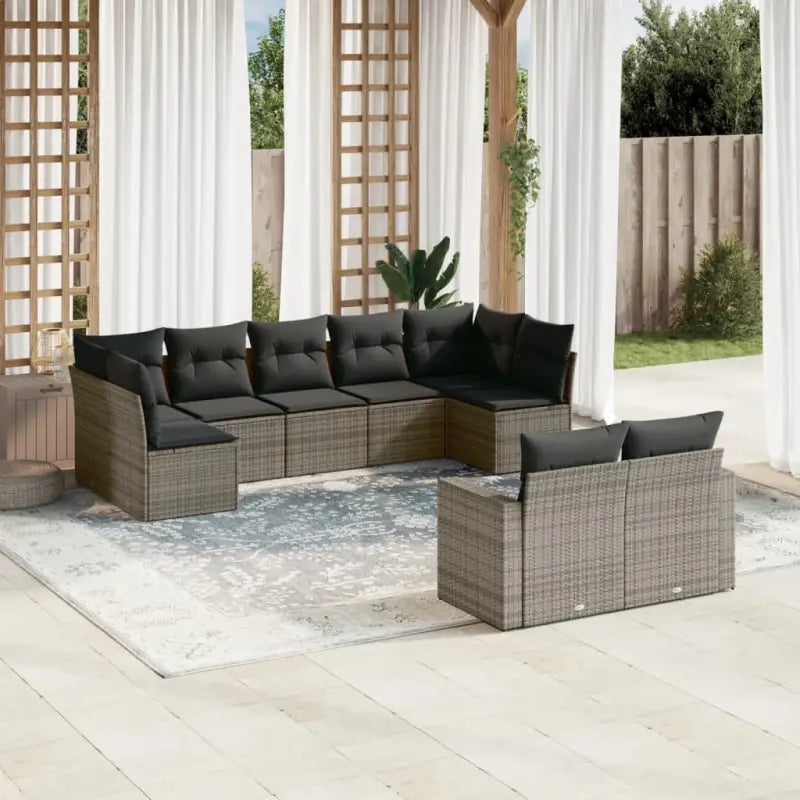 Modulaire tuinbanken met beige materiaal en gepoedercoat staal - Grijs / 1 / Zonder tafel - Modulaire tuinbanken