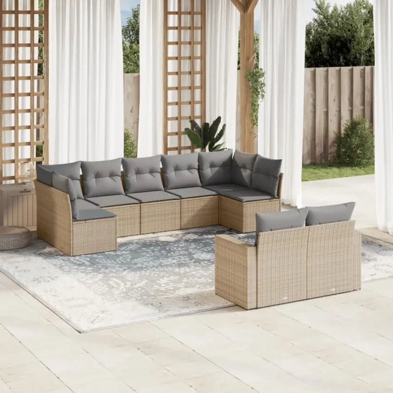 Modulaire tuinbanken met beige materiaal en gepoedercoat staal - Beige en grijs / 1 / Zonder tafel - Modulaire
