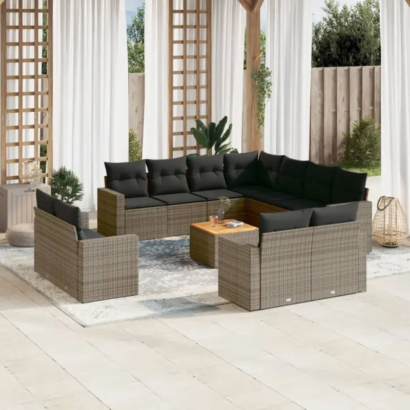 Modulaire tuinbanken met beige materiaal en gepoedercoat staal - Grijs / 1 - Modulaire tuinbanken