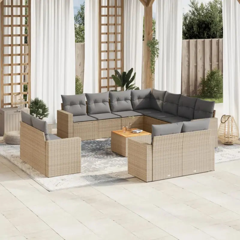 Modulaire tuinbanken met beige materiaal en gepoedercoat staal - Beige en grijs / 1 - Modulaire tuinbanken