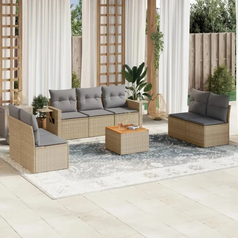 Modulaire tuinbanken met beige materiaal en gepoedercoat staal - Beige en grijs / 1 - Modulaire tuinbanken
