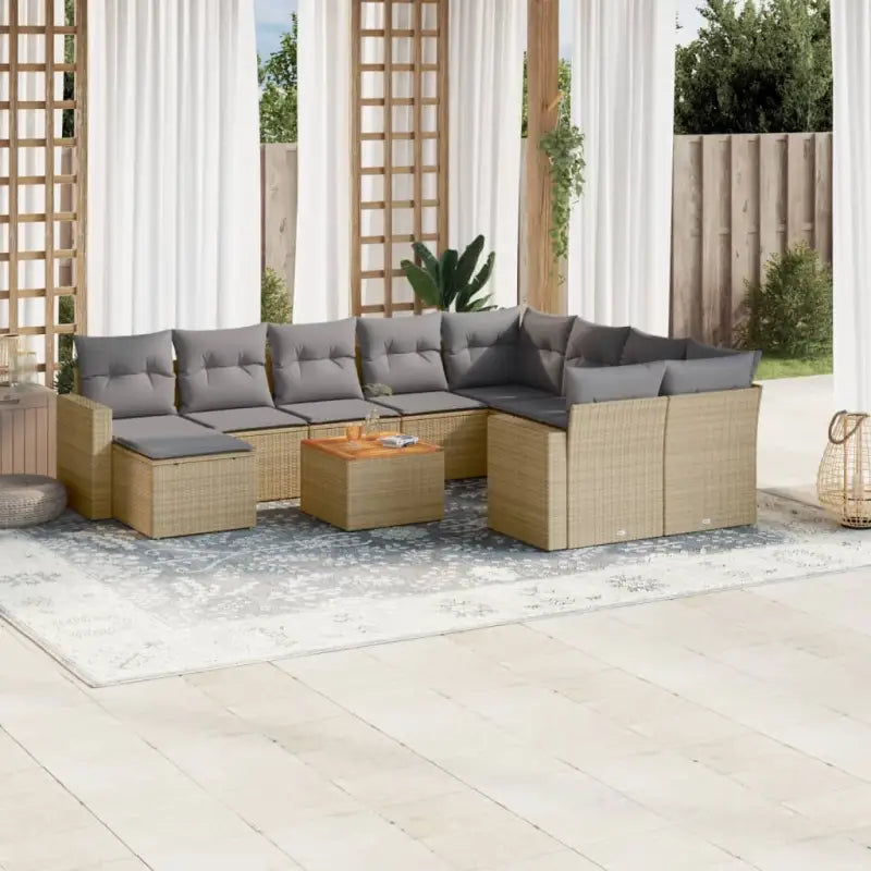 Modulaire tuinbanken met beige materiaal en gepoedercoat staal - Beige en grijs / 1 - Modulaire tuinbanken