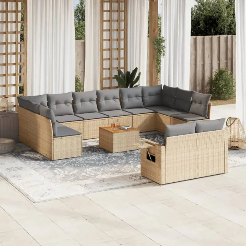 Modulaire tuinbanken met beige materiaal en gepoedercoat staal - Beige en grijs / 1 - Modulaire tuinbanken