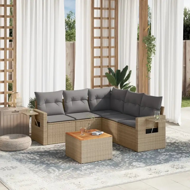 Modulaire tuinbanken met beige materiaal en gepoedercoat staal - Beige en grijs / 1 / hoek + Tafel + 2x midden