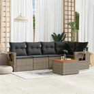 Modulaire tuinbanken met beige materiaal en gepoedercoat staal - Grijs / 1 / 2x middle + table + 1x corner - Modulaire