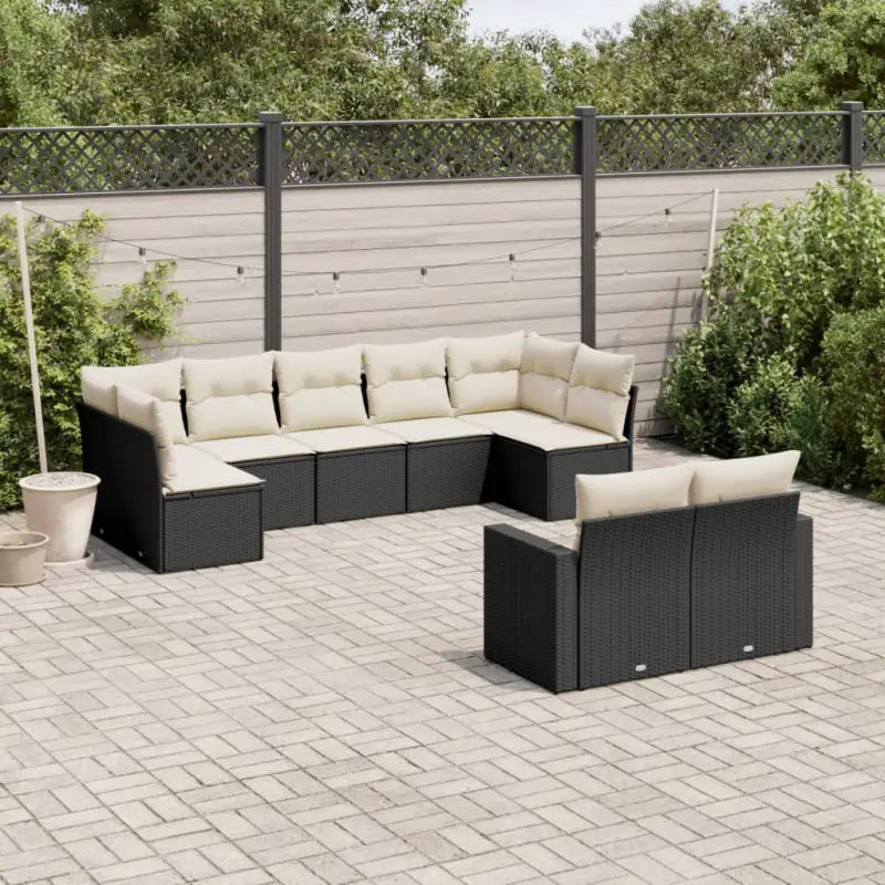 Modulaire tuinbanken met beige materiaal en gepoedercoat staal - Zwart en crème / 1 / Zonder tafel - Modulaire