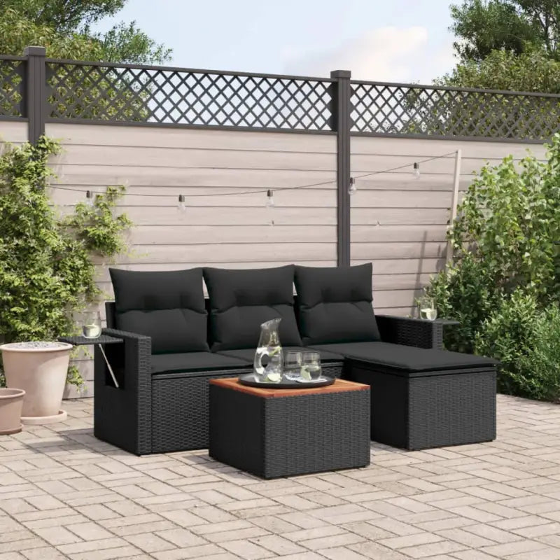 Modulaire tuinbanken met beige materiaal en gepoedercoat staal - Zwart / 1 - Modulaire tuinbanken