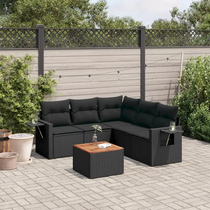 Modulaire tuinbanken met beige materiaal en gepoedercoat staal - Zwart / 1 / hoek + Tafel + 2x midden - Modulaire