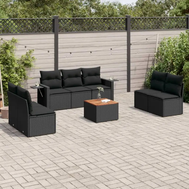 Modulaire tuinbanken met beige materiaal en gepoedercoat staal - Zwart / 1 - Modulaire tuinbanken