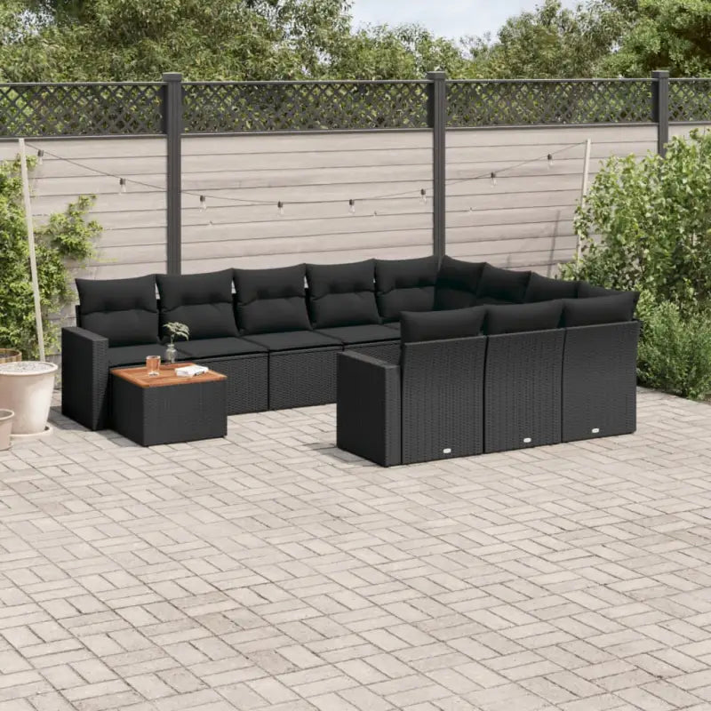 Modulaire tuinbanken met beige materiaal en gepoedercoat staal - Zwart / 1 / 6x midden + Tafel + 2x hoek - Modulaire