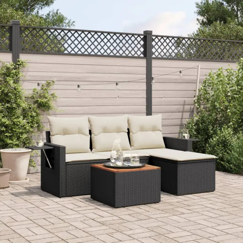 Modulaire tuinbanken met beige materiaal en gepoedercoat staal - Zwart en crème / 1 - Modulaire tuinbanken