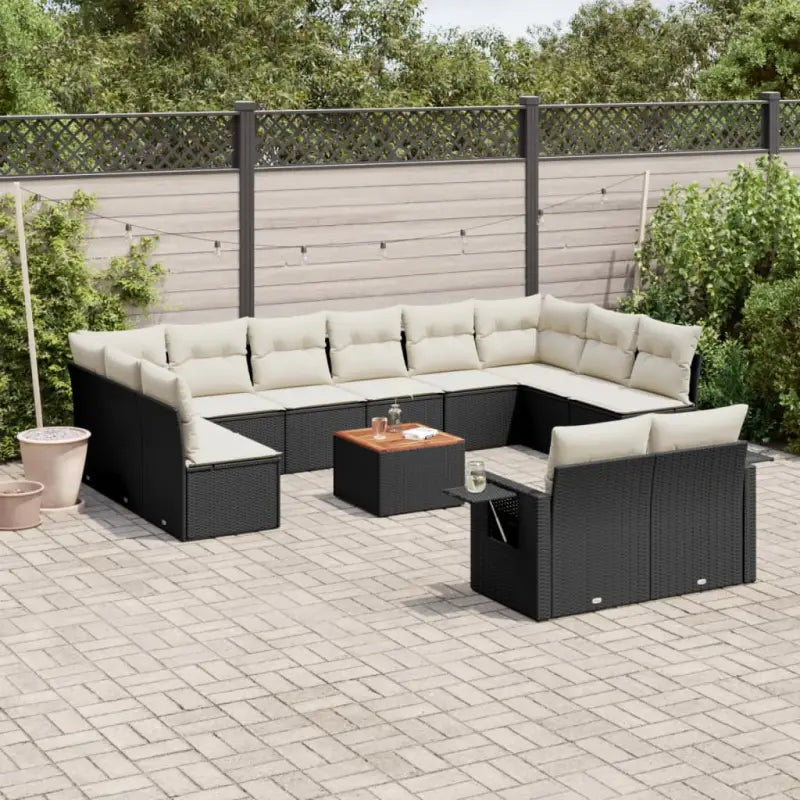 Modulaire tuinbanken met beige materiaal en gepoedercoat staal - Zwart en crème / 1 - Modulaire tuinbanken