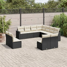 Modulaire tuinbanken met beige materiaal en gepoedercoat staal - Zwart en crème / 1 / Zonder tafel - Modulaire