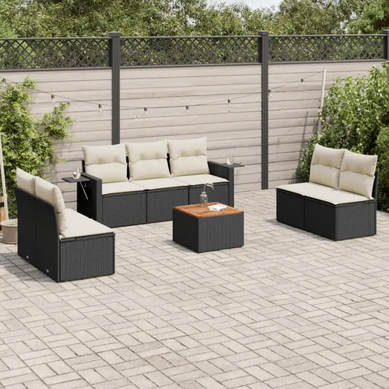 Modulaire tuinbanken met beige materiaal en gepoedercoat staal - Zwart en crème / 1 - Modulaire tuinbanken