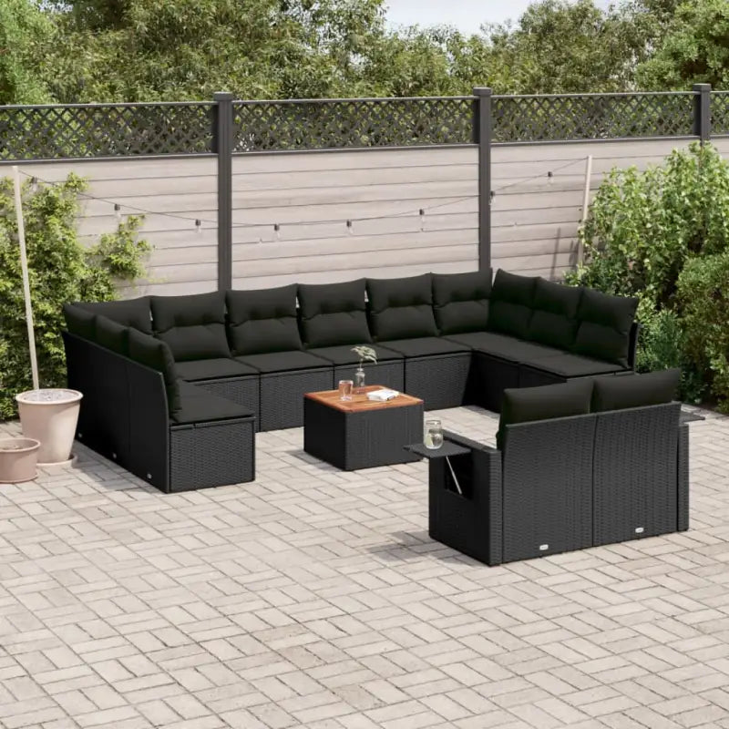 Modulaire tuinbanken met beige materiaal en gepoedercoat staal - Zwart / 1 - Modulaire tuinbanken