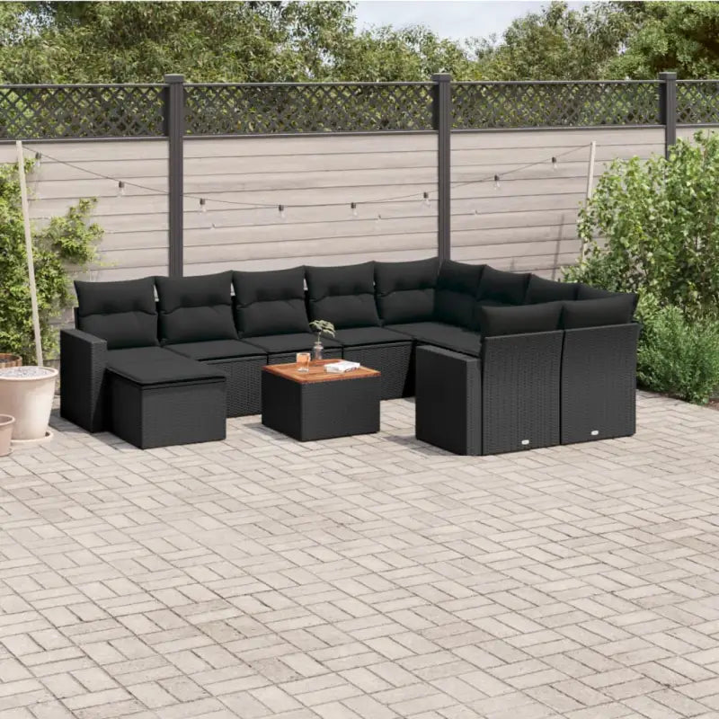 Modulaire tuinbanken met beige materiaal en gepoedercoat staal - Zwart / 1 - Modulaire tuinbanken