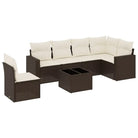 7-Delige Loungeset Met Kussens Poly Rattan