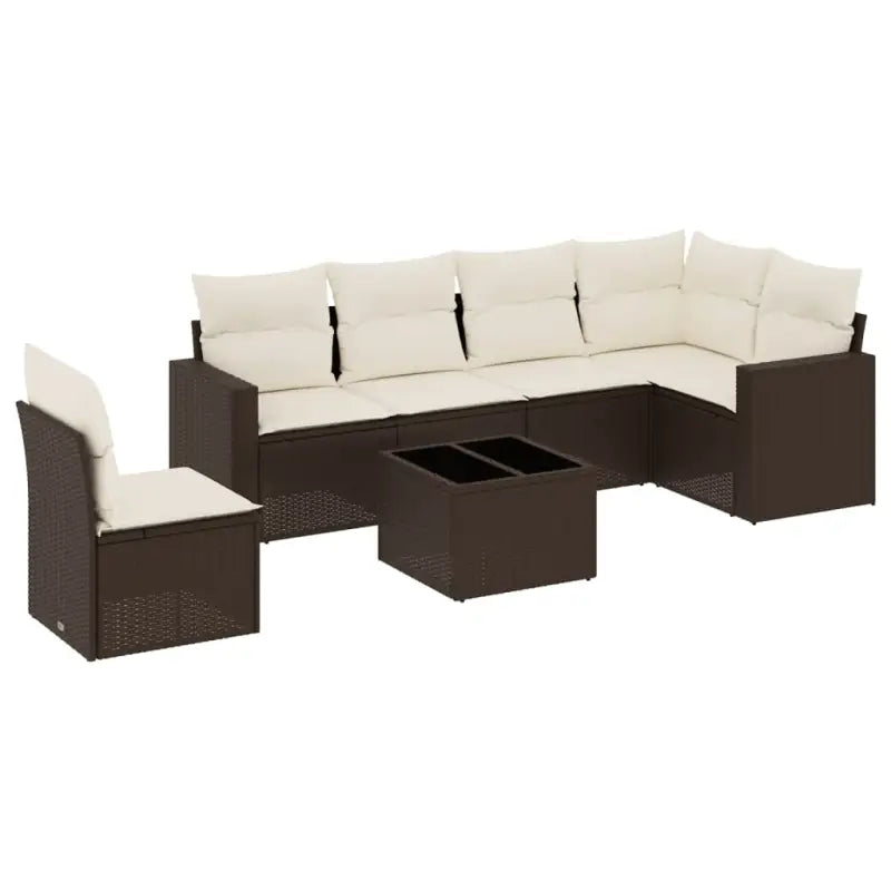 7-Delige Loungeset Met Kussens Poly Rattan