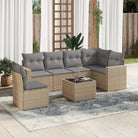 7-Delige Loungeset Met Kussens Poly Rattan
