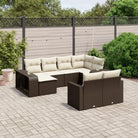 Modulaire tuinbanken met gepoedercoat staal en beige materiaal - Bruin en crème / 1 / Zonder tafel - Modulaire