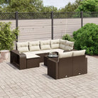 Modulaire tuinbanken met gepoedercoat staal en beige materiaal - Bruin en crème / 1 / Met tafel - Modulaire tuinbanken