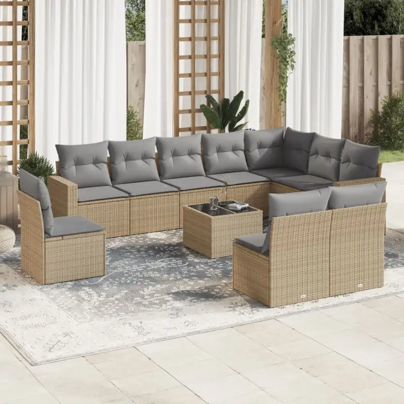 Modulaire tuinbanken met grijs materiaal en gepoedercoat staal afmetingen - Beige en grijs / 1 / Met tafel - Modulaire