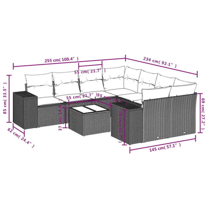 Modulaire tuinbanken met grijs materiaal en gepoedercoat staal afmetingen - Modulaire tuinbanken