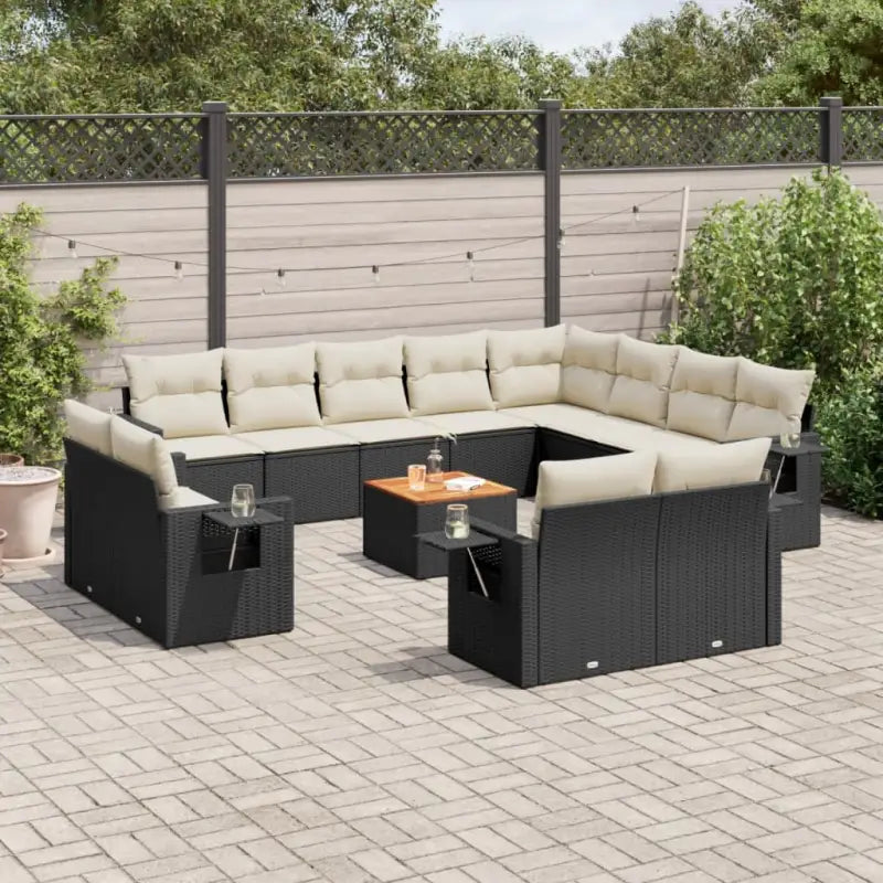 Modulaire tuinbanken met grijs materiaal en gepoedercoat staal afmetingen - Zwart en crème / 1 - Modulaire tuinbanken