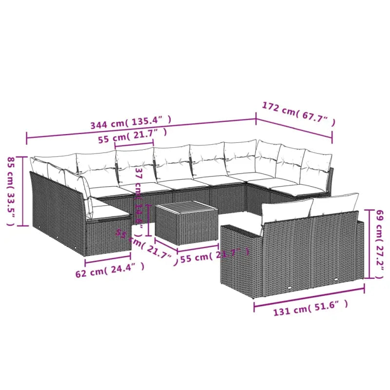 Modulaire tuinbanken met grijs materiaal en gepoedercoat staal afmetingen - Modulaire tuinbanken