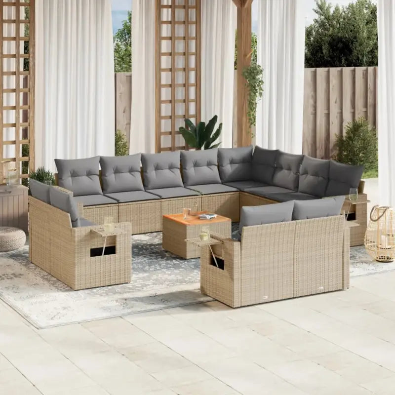 Modulaire tuinbanken met grijs materiaal en gepoedercoat staal afmetingen - Beige en grijs / 1 - Modulaire tuinbanken