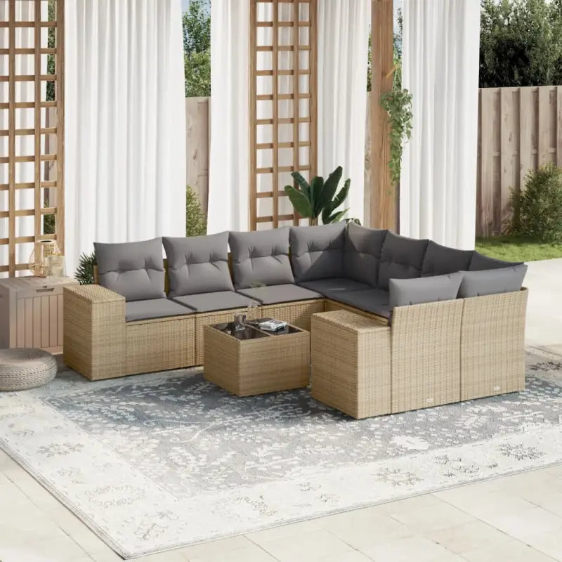 Modulaire tuinbanken met grijs materiaal en gepoedercoat staal afmetingen - Beige en grijs / 1 - Modulaire tuinbanken