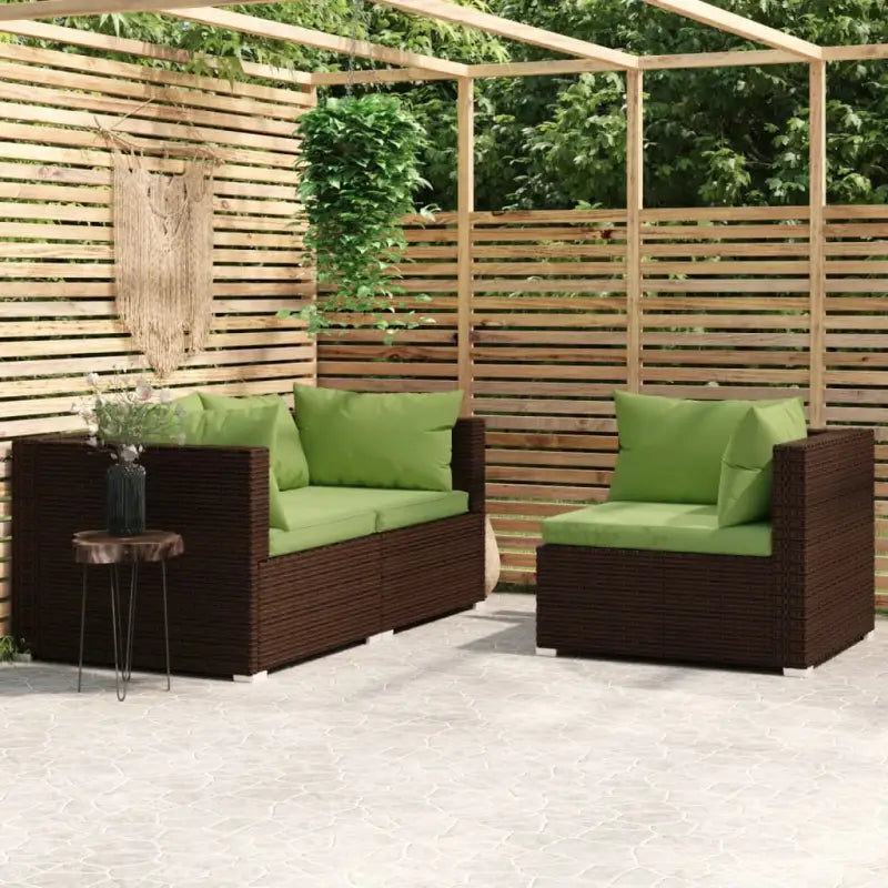 Modulaire tuinbanken met klein rugkussen voor comfortabele outdoor ontspanning - Bruin en groen / 1 / 3x hoek