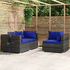Modulaire tuinbanken met klein rugkussen voor comfortabele outdoor ontspanning - Grijs en donkerblauw / 1 / 3x hoek