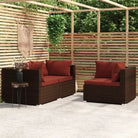 Modulaire tuinbanken met klein rugkussen voor comfortabele outdoor ontspanning - Bruin en kaneelrood / 1 / 3x hoek