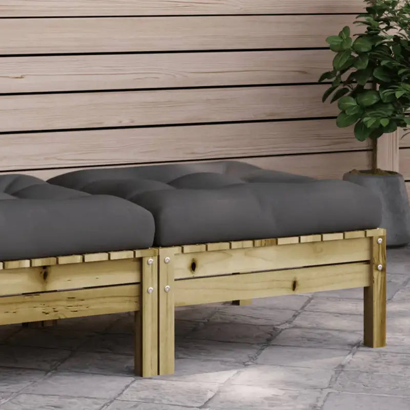 Modulaire tuinbanken met massief grenenhout en comfortabele rug- en zijkussen - Naturel geïmpregneerd / 1 / Voetensteun
