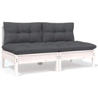 Modulaire tuinbanken met massief grenenhout en comfortabele rug- en zijkussen - Wit / 2 / Tweezitsbank - Modulaire