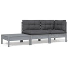 Modulaire tuinbanken met massief grenenhout en comfortabele rug- en zijkussen - Grijs / 1 / hoek + midden + Tafel