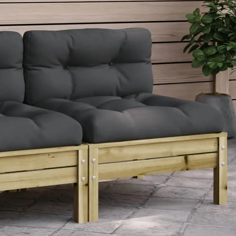 Modulaire tuinbanken met massief grenenhout en comfortabele rug- en zijkussen - Naturel geïmpregneerd / 1 / Stoel