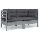Modulaire tuinbanken met massief grenenhout en comfortabele rug- en zijkussen - Grijs / 2 / Hoekbank (2 st) - Modulaire