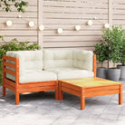 Modulaire tuinbanken met massief grenenhout en comfortabele rug- en zijkussen - Bruingrenen / 1 / 2x corner + footrest