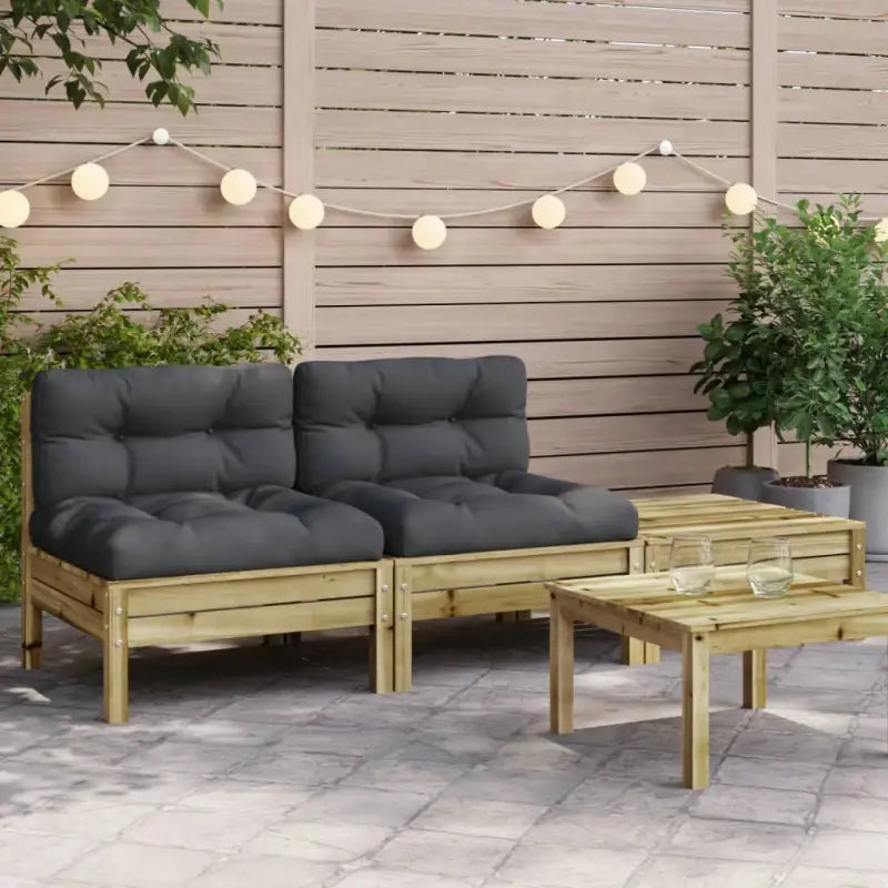 Modulaire tuinbanken met massief grenenhout en comfortabele rug- en zijkussen - Naturel geïmpregneerd / 1 / 2x chair