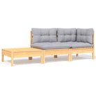 Modulaire tuinbanken met massief grenenhout en comfortabele rug- en zijkussen - Bruin en grijs / 3 / hoek + midden
