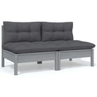 Modulaire tuinbanken met massief grenenhout en comfortabele rug- en zijkussen - Grijs / 2 / Tweezitsbank - Modulaire