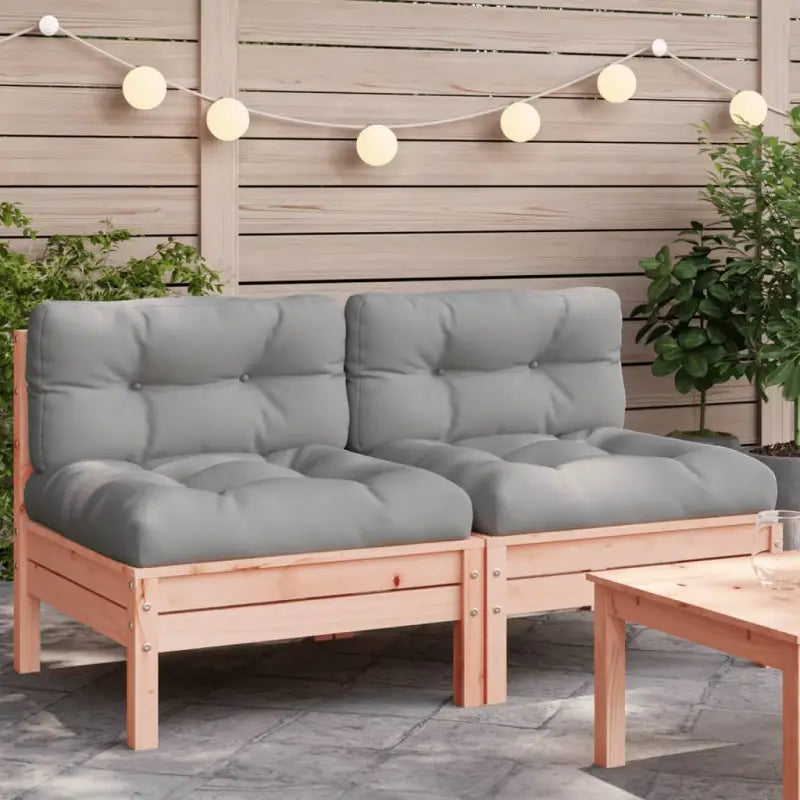 Modulaire tuinbanken met massief grenenhout en comfortabele rug- en zijkussen - Natuurlijk douglashout / 1