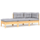 Modulaire tuinbanken met massief grenenhout en comfortabele rug- en zijkussen - Bruin en grijs / 3 / hoek + midden
