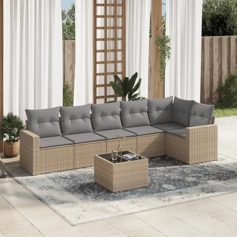 Modulaire tuinbanken met waterdichte tas en beige gepoedercoat staal - Beige en grijs / 1 / Met tafel - Modulaire