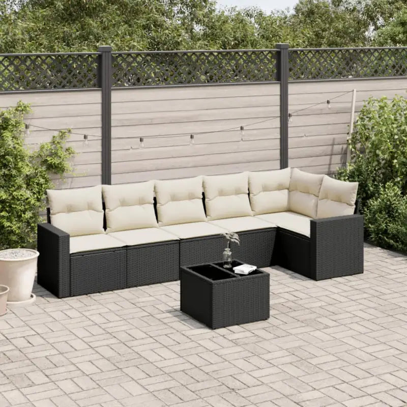 Modulaire tuinbanken met waterdichte tas en beige gepoedercoat staal - Zwart en crème / 1 / Met tafel - Modulaire