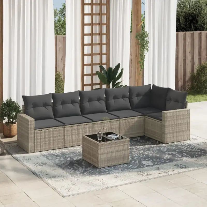 Modulaire tuinbanken met waterdichte tas en beige gepoedercoat staal - Lichtgrijs / 1 / Met tafel - Modulaire tuinbanken