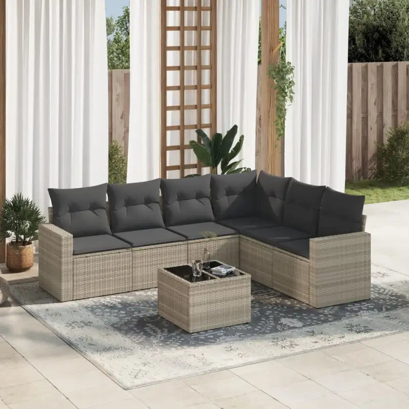 Modulaire tuinbanken met waterdichte tas en gepoedercoat staal in beige - Lichtgrijs / 1 / Met tafel - Modulaire